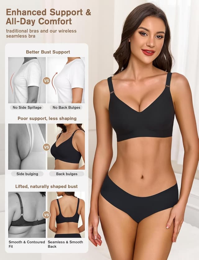 Detalle de Reggiseno Donna senza ferretto con push up imbottito morbido e supporto forte Comfort Classico (coppa intera seamless)