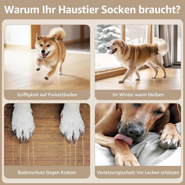 Detalle de PICK FOR LIFE Hundesocken Anti-Rutsch (2 Paar), doppelseitig mit verstellbaren Riemen – Grün, XL