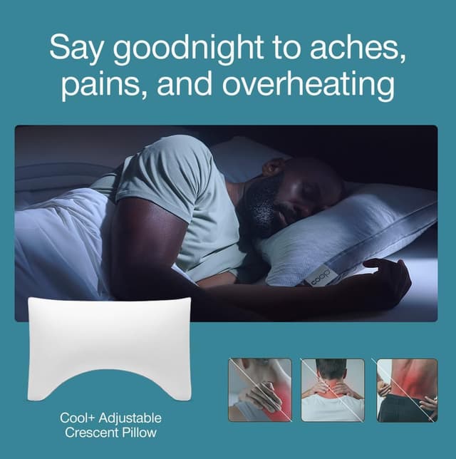 Detalle de Coop Home Goods Cool+ Crescent Adjustable Pillow (King Size Plus) with Cooling Gel