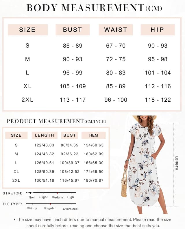 Detalle 2 de PLOKNRD robe d’été col rond à manches courtes et poches – maxi longue fendue à porter en vacances