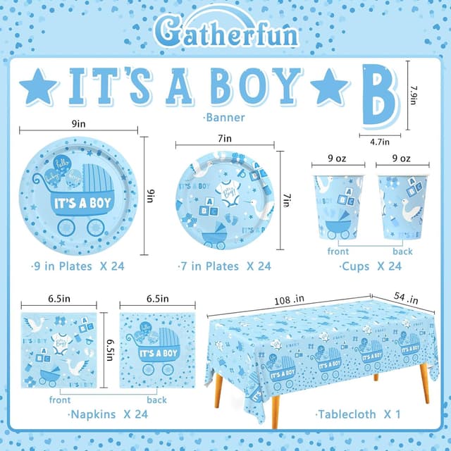 Detalle 2 de Baby Boy Shower Decorations 24pc ๐