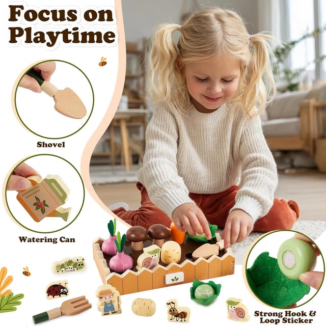 Thumbnail 1 de HERSITY Carrot Harvest Wooden Toy for Toddlers