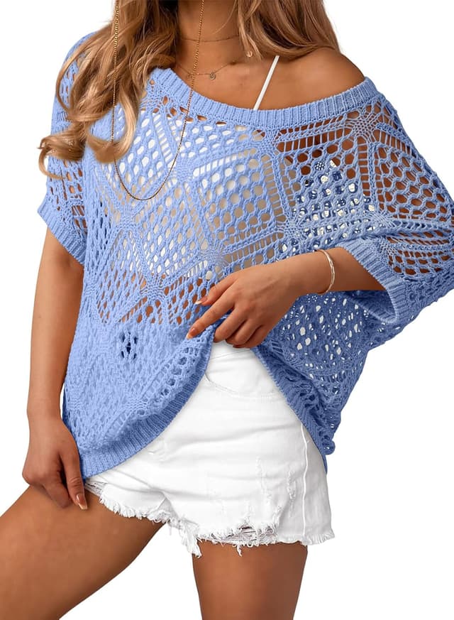 Detalle de Dokotoo Crochet Cover Up Top, Beachwear