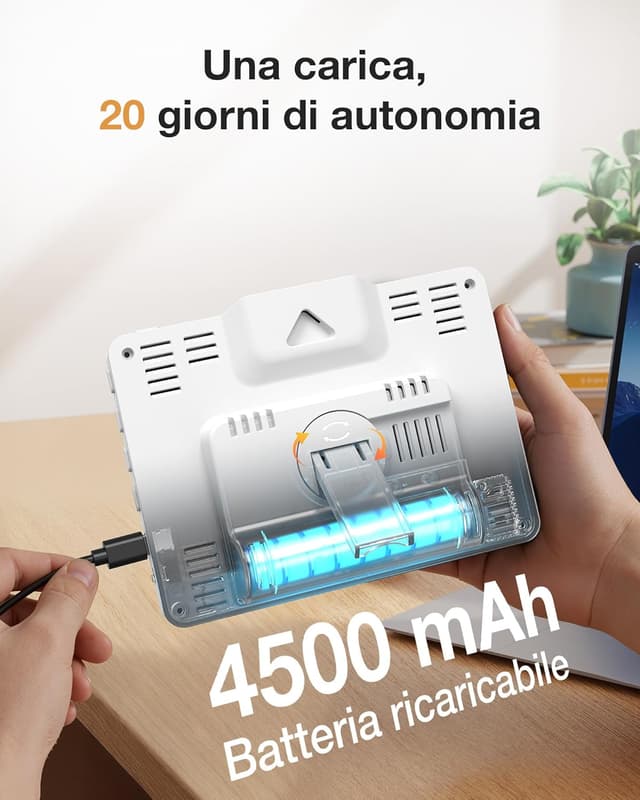 Detalle 2 de Stazione Meteo BALDR Bianca Senza Fili con Sensore Esterno e display a colori