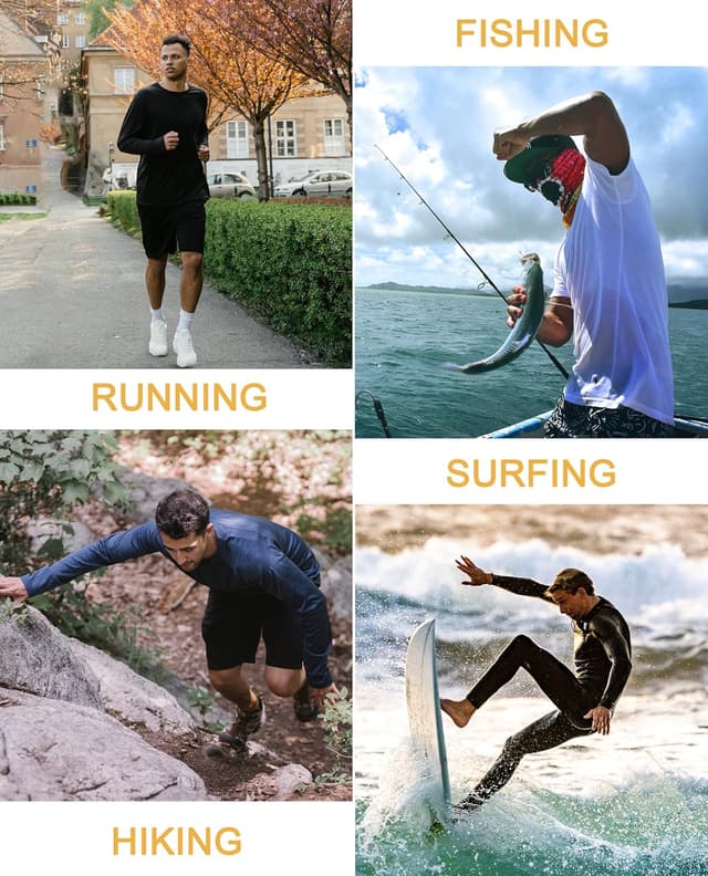 Detalle 2 de KEFITEVD Men’s Summer Long Sleeve Quick Dry Top – Lightweight Outdoor Beach Shirt