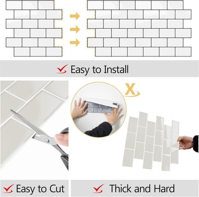 Thumbnail 2 de Yoillione Upgrade Thicker Peel and Stick Tiles 12x12 10 Sheets
