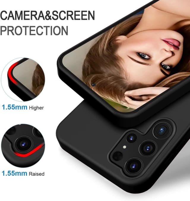 Detalle de Eherui Handyband-Hülle für Samsung Galaxy S25 Ultra mit abnehmbarer Kordel – Goldherz-Design (Liquid Silikon Case), schwarz