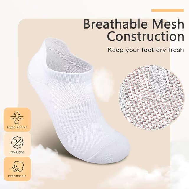 Detalle de EKSHER 10 Paar Sneaker Socken aus Baumwolle für Herren & Damen – atmungsaktiv, kurz, Sportsocken