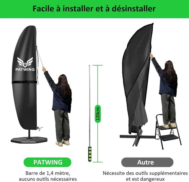 Thumbnail 3 de PATWING Funda para Sombrilla Jardin Impermeable ☂