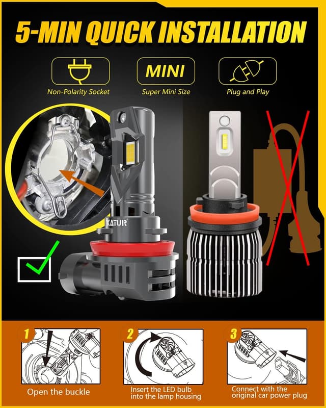 Detalle de KATUR Lampadine LED fari auto H11 Canbus 100W 6000K (2 pezzi) Plug & Play, Abbaglianti o Anabbaglianti