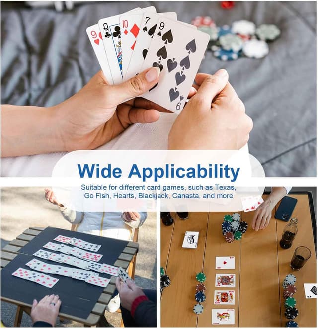 Detalle 2 de WUGAUWOR wasserfeste Spielkarten aus Kunststoff – 2 Decks rote Pokerkarten für Canasta, Texas, Go Fish & Blackjack