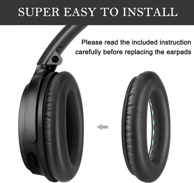 Detalle de Headphones Replacement Ear Pads for Bose QuietComfort 35/35 II (QC35/QC35 II) – Premium Memory Foam & Protein Leather, Easy Install (Black)