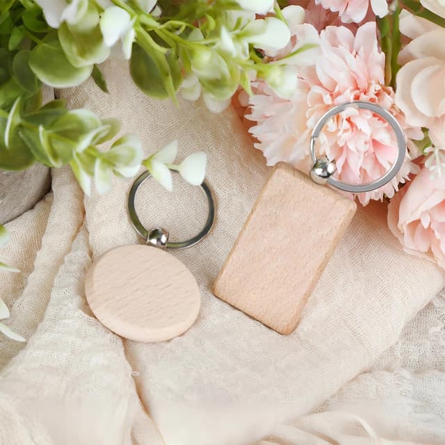 Detalle 2 de Marsred Holz Schlüsselanhänger DIY 24 Stück