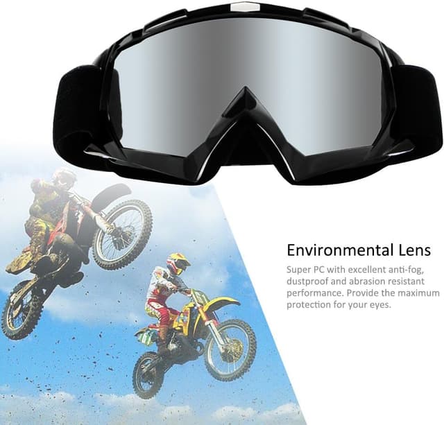 Thumbnail 6 de 4-FQ Motorcycle Dirt Bike Goggles with UV Protection, Anti-Fog & Anti-Scratch Lens (Sliver Lens)