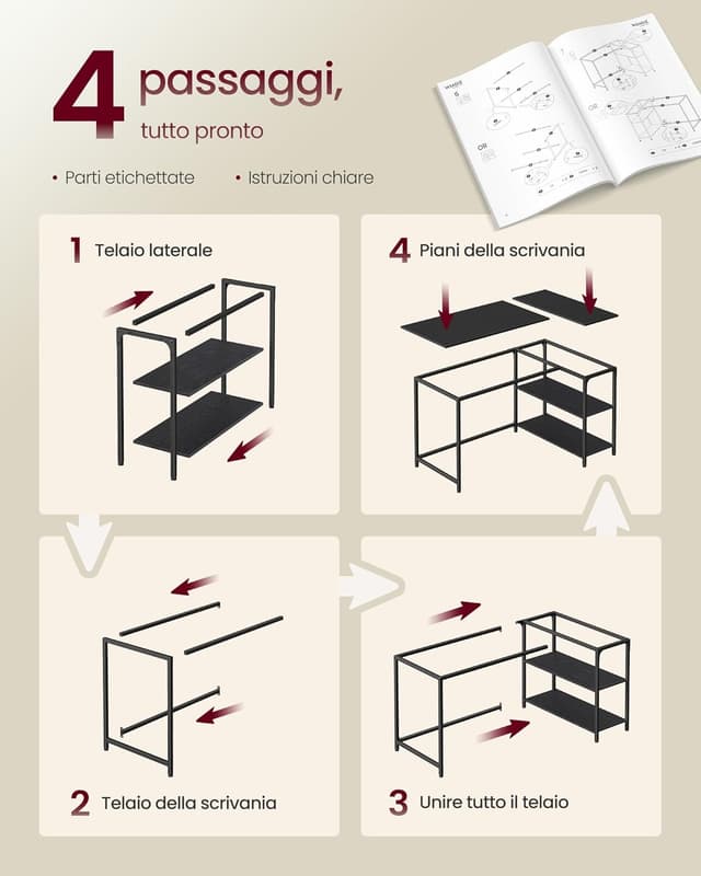 Thumbnail 6 de VASAGLE LWD136BE01 scrivania angolare gaming 120x80