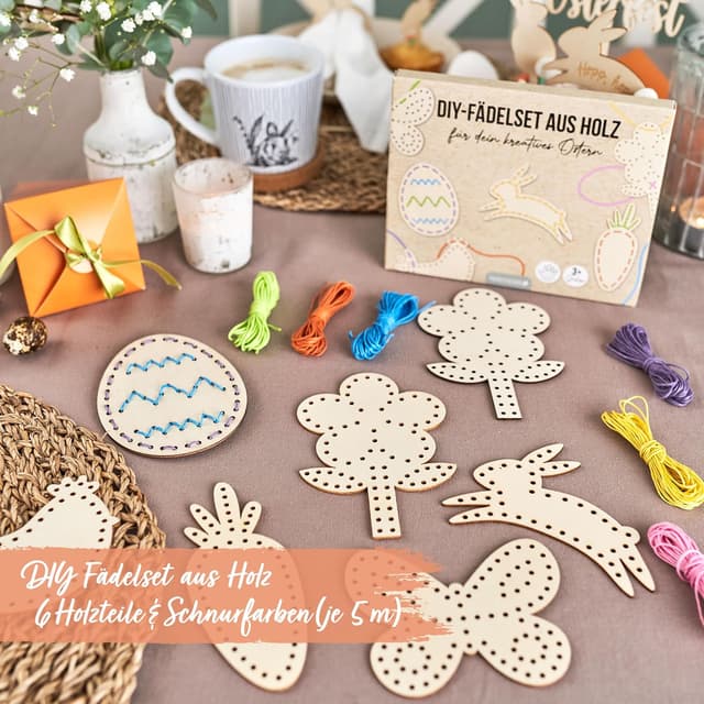 Thumbnail 1 de Papierdrachen DIY-Fädelset aus Holz für Ostern