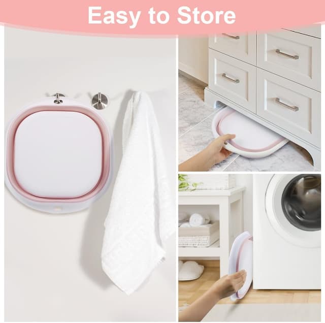 Thumbnail 3 de flintronic 3.5L Collapsible Washing Up Bowl (Pink) – folding silicone-style wash basin for camping and travel