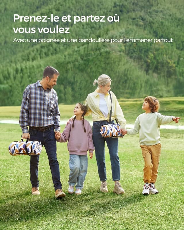 Detalle 2 de SONGMICS Couverture de pique-nique GCM87CU 200 x 200 cm, tapis 4 couches hydrofuge et pliable