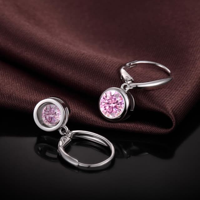 Detalle de Jiamiaoi Weißgold-überzogene Hängeohrringe mit Zirkonia – Tropfenohrringe in Silber/Roségold