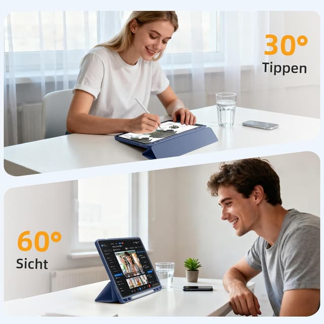 Detalle de Vobafe Schutzhülle für Samsung Galaxy Tab S10 Lite / S10 FE / S9 FE (10,9 Zoll) & S9 (11 Zoll) – mit S-Pen-Halter, Standfunktion, Auto Schlaf/Wachen, Blaugrau