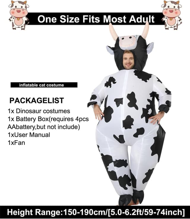 Detalle de Costume de vache gonflable FXICH (unisexe) avec ventilateurs, pour Halloween, carnaval et fêtes