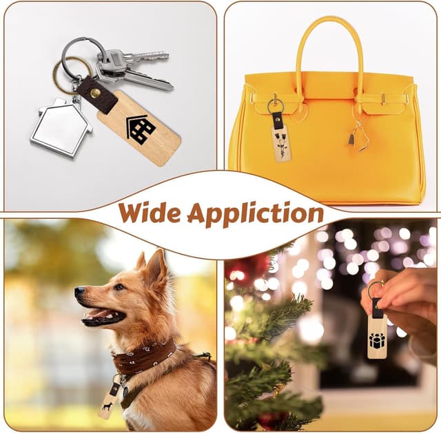 Thumbnail 6 de Svalor 12 Pack Wooden Keyring Blanks for Laser Engraving (Rectangle Beech Wood)