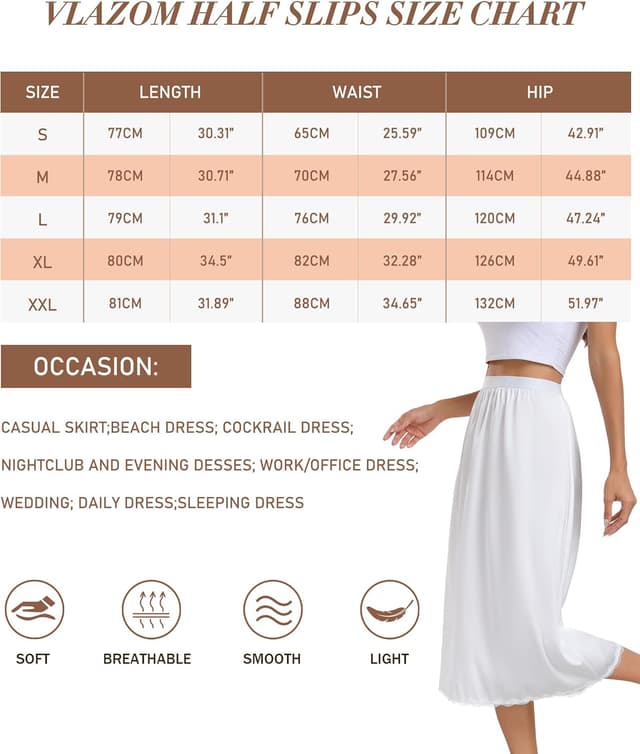 Detalle de Vlazom sottogonna lunga da donna antistatiche con elastico in vita e pizzo