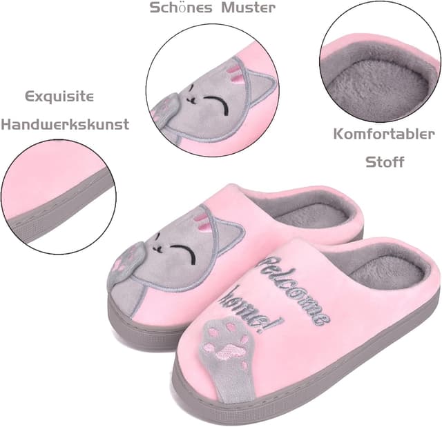 Detalle de JACKSHIBO Winter-Hausschuhe mit Plüsch-Futter – warme Filzpantoffeln für Damen, Herren & Unisex