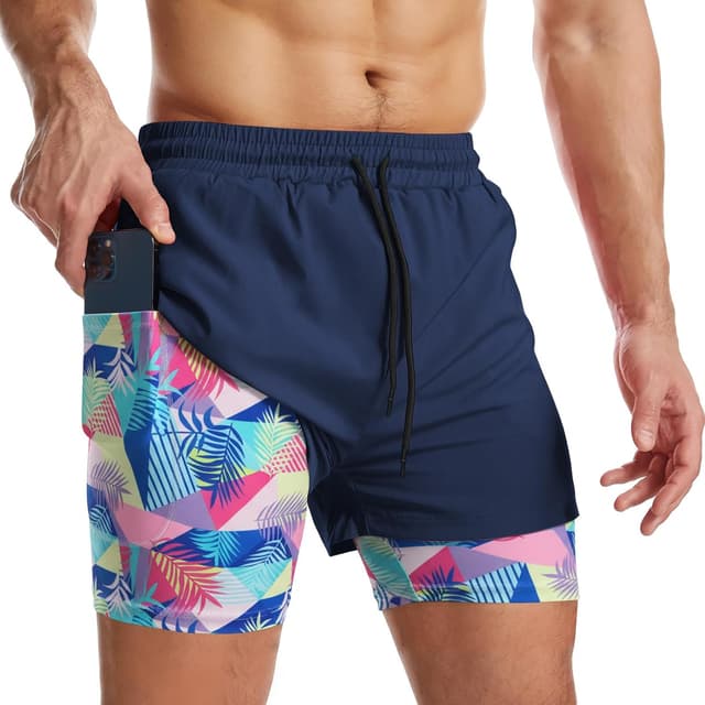 Thumbnail 1 de Surenow Mens 2-in-1 Running Shorts with Liner