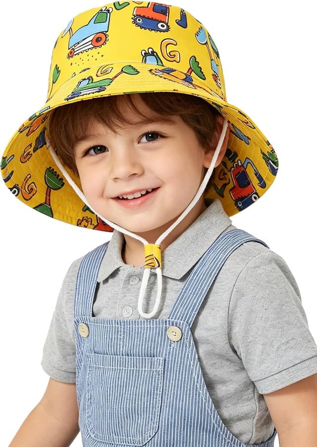 Detalle de GEMVIE Baby Boys Sun Bucket Hat (Cartoon Animal Print) – Packable Fisherman Hat with UPF 50+