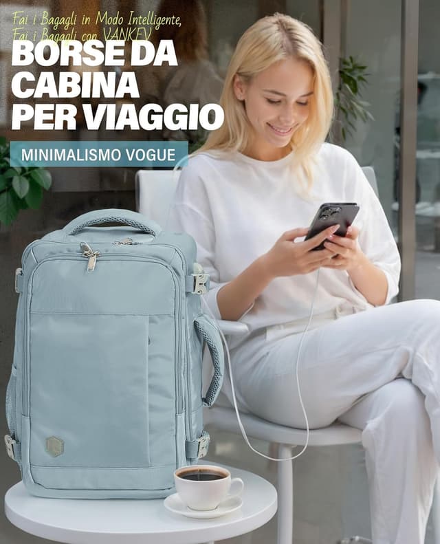 Detalle de VANKEV Zaino Easyjet 45x36x20 30L con scomparto per PC fino a 15,6" (bagaglio a mano)