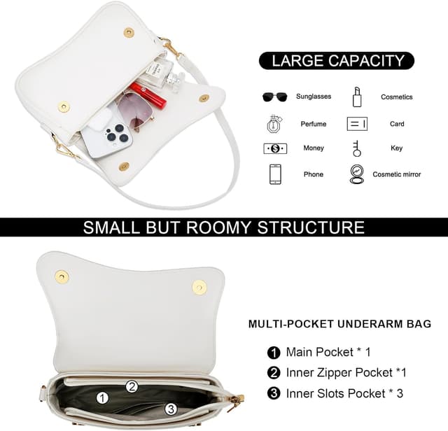 Detalle de KKXIU Small Shoulder Bag for Women (Convertible Clutch/Hobo Underarm Purse)