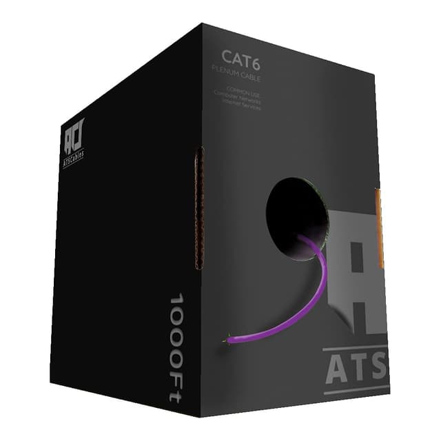 Detalle de ATS Cables CAT6 Plenum (CMP) 1000FT Ethernet Cable, 23AWG UTP 4-Pair (DSX-8000 test passed)