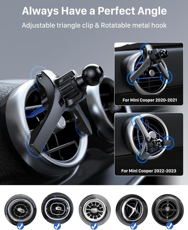 Detalle 2 de YOSH for MagSafe Car Mount Round Air Vent (20x N55 magnets) for Mini Cooper & Countryman 2020–23