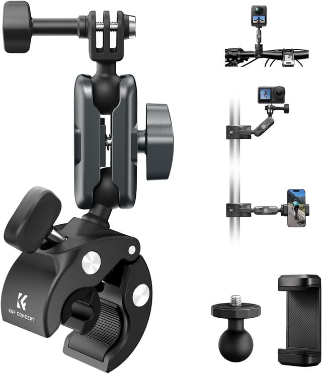 Detalle de K&F CONCEPT Motorrad- & Fahrradhalterung für Actioncams: 360° verstellbarer Magic Arm mit Adapter (1/4")