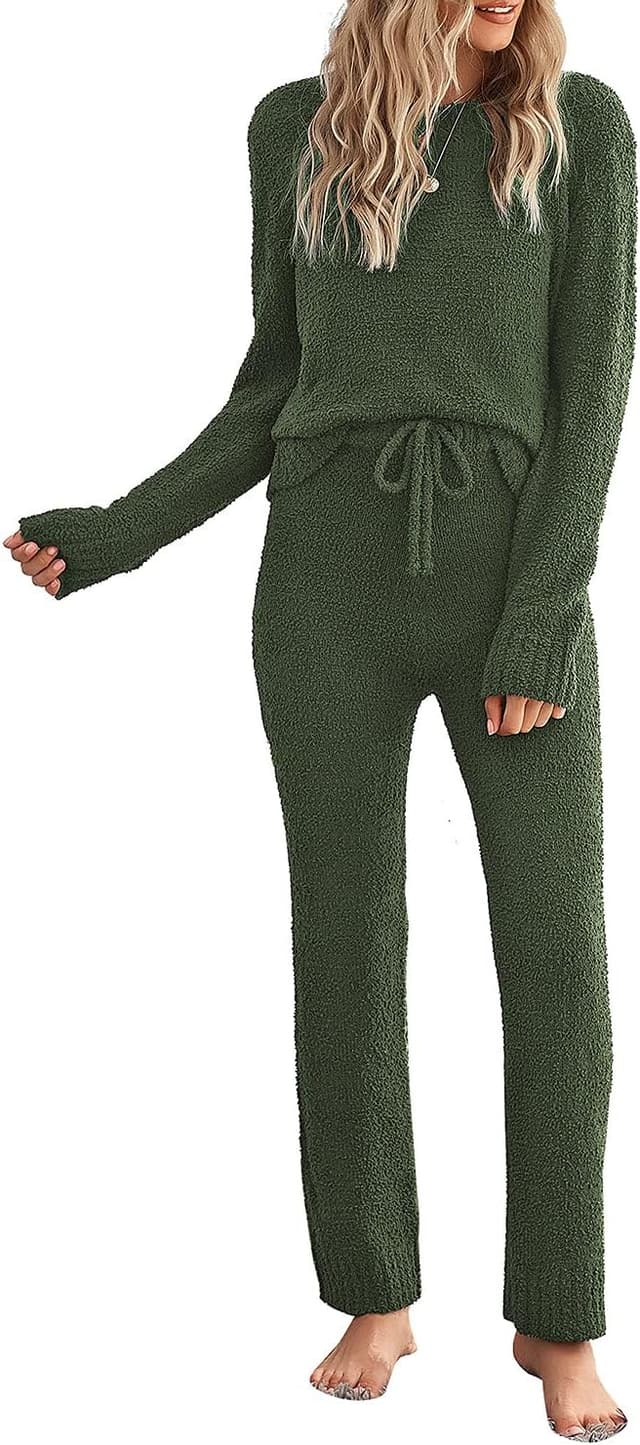 Detalle de Luvamia Women's Casual Pajama Set fuzzy fleece loungewear