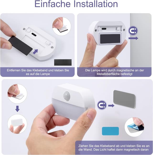 Thumbnail 6 de OQIMAX Nachtlicht mit Bewegungsmelder – 2er-Set, 3 Modi (AUTO/OFF/ON) & 3 Farbtemperaturen
