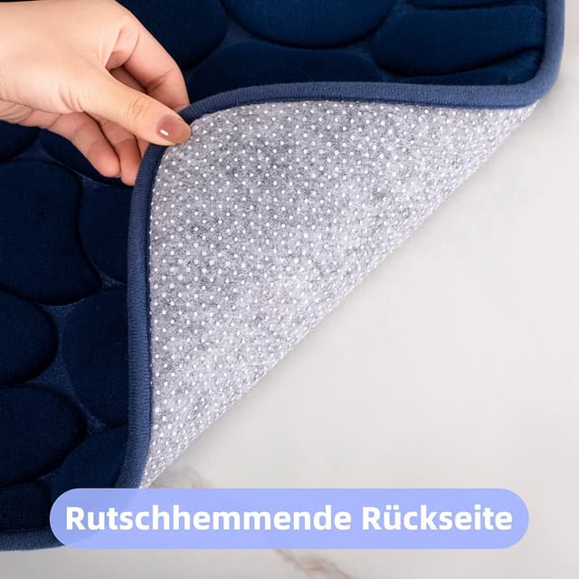Detalle de chakme Memoryschaum-Badematte 60×90 cm (Dunkelblau) mit rutschfester PVC-Unterseite