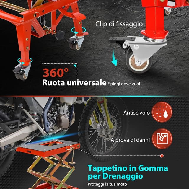 Thumbnail 3 de VIVOHOME Sollevatore idraulico moto fino a 160 kg 🛠