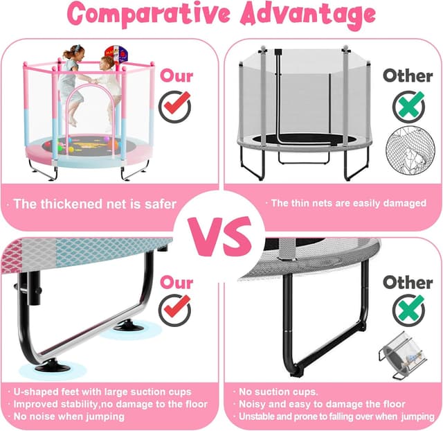 Thumbnail 2 de VGMiu 60" Trampoline for Kids 5 FT with Hoop