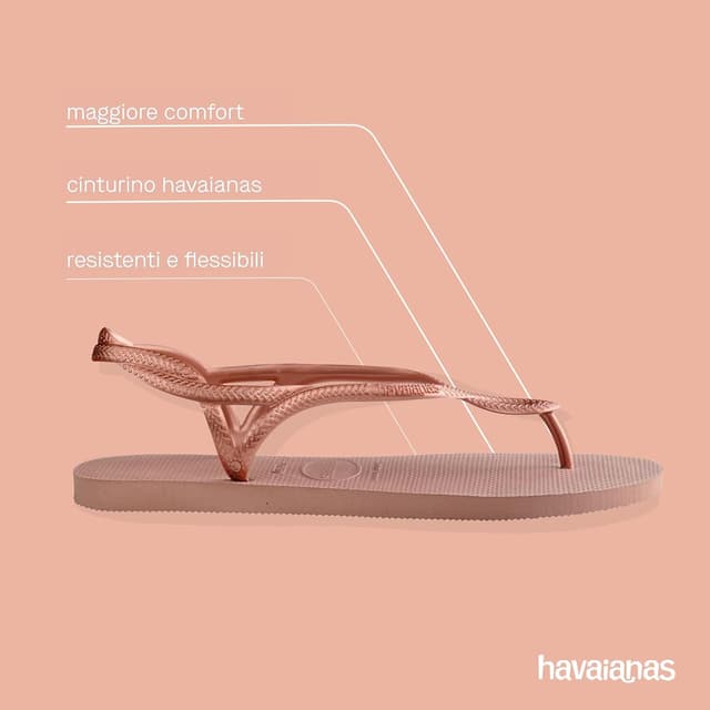 Detalle de Havaianas Luna sandali da donna comodi con chiusura alla caviglia e suola antiscivolo