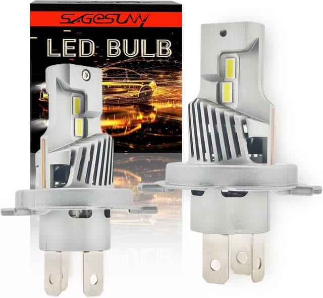 Detalle de SageSunny Exclusive H4 (P43T) LED 24V truck headlight bulbs – 70W, 14000lm, 6500K pure white, set of 2