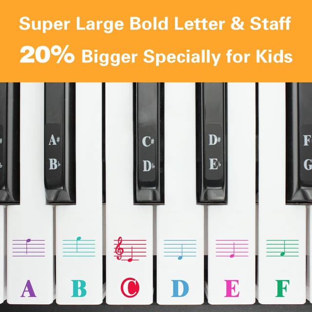 Thumbnail 1 de Piano Stickers for 88/61/49 Keys — note labels
