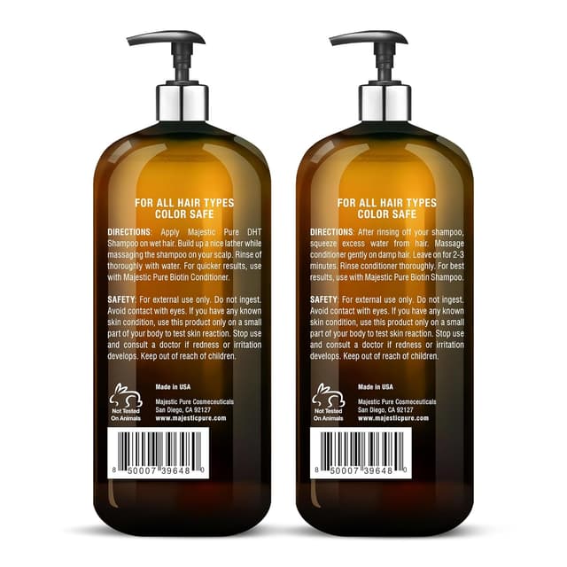 Detalle de Majestic Pure Biotin Shampoo and Conditioner Set with DHT Blocker Complex (Sulfate Free) — 16 fl oz each