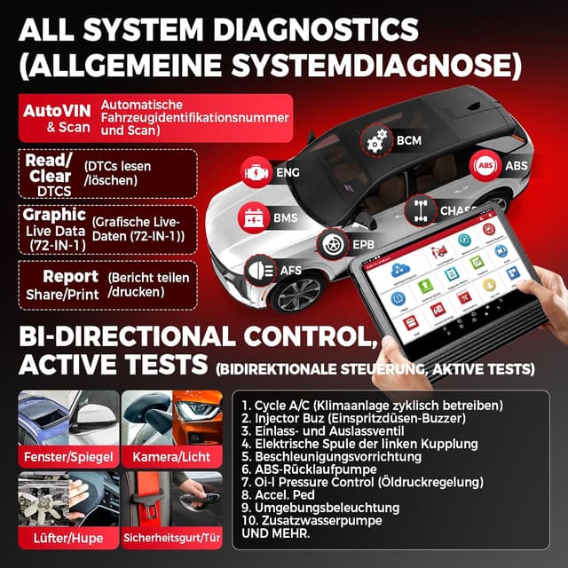 Detalle 2 de LAUNCH X431 V+ PRO 5.0 (LAUNCH X431 V+ 5.0) OBD2 Diagnosegerät mit ECU-Codierung und 55+ Wartungsservices