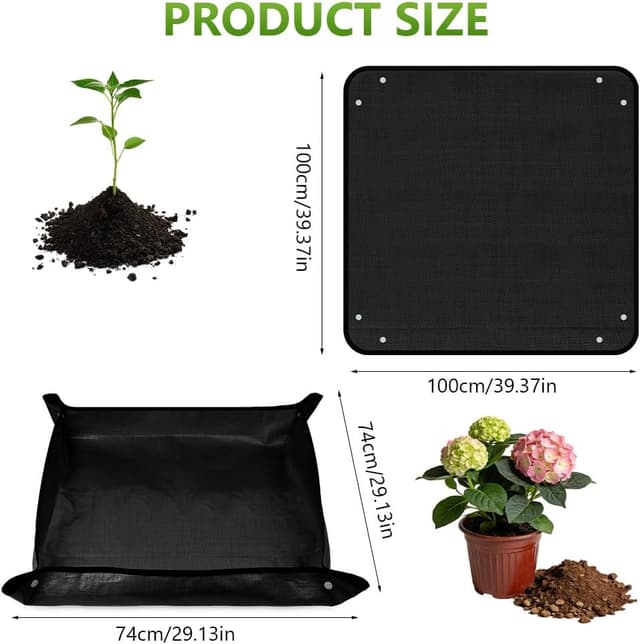 Detalle 2 de AOOWU Tapis de jardinage imperméable 2 pièces 100×100 cm (PE), pour rempotage et plantation