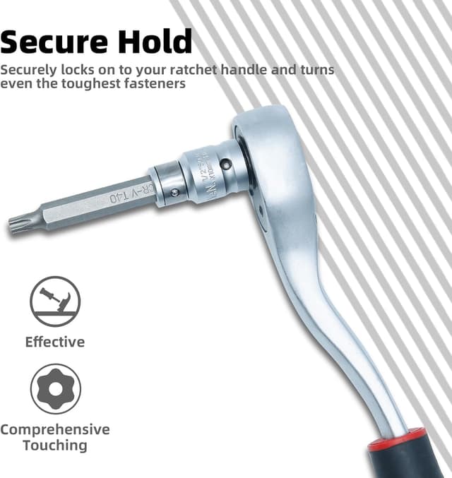 Detalle de Jeu d’embouts CCLIFE Torx et douilles CR-V 40 pièces (XZN M5 à M12, H4 à H12, T20 à T55) avec adaptateurs 1/2" et 3/8