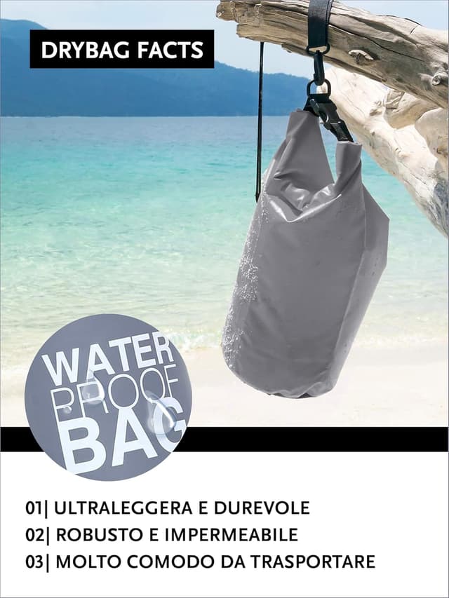 Detalle de DonDon Dry Bag borsa impermeabile con tracolla da 2l a 30l