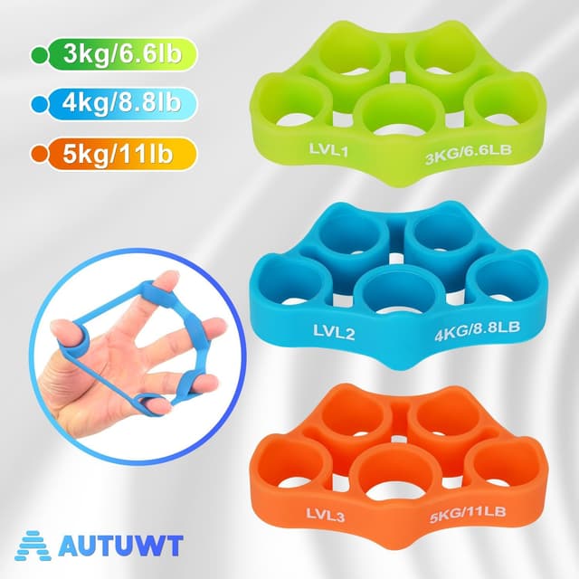 Detalle 2 de AUTUWT Finger Trainer 9Pcs Set Grip Strengthener (Silicone hand exerciser kit)