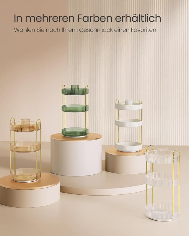 Thumbnail 6 de SONGMICS Make-up Organizer drehbar, rund, 3 Ebenen – Kosmetik-Aufbewahrung JKA011W02